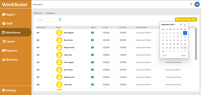 Attendance Tracking Interface Preview