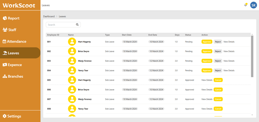 Leave Management Interface Preview